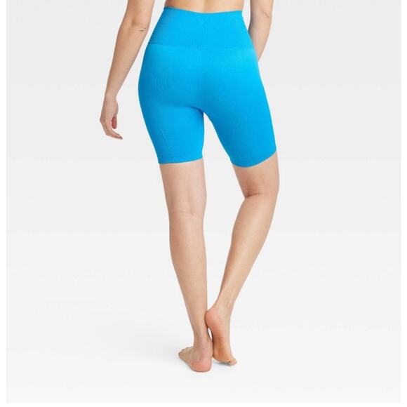 All In Motion Women's Seamless High Rise Rib Bike Shorts 6" Blue X Small NWT - Picture 2 of 5